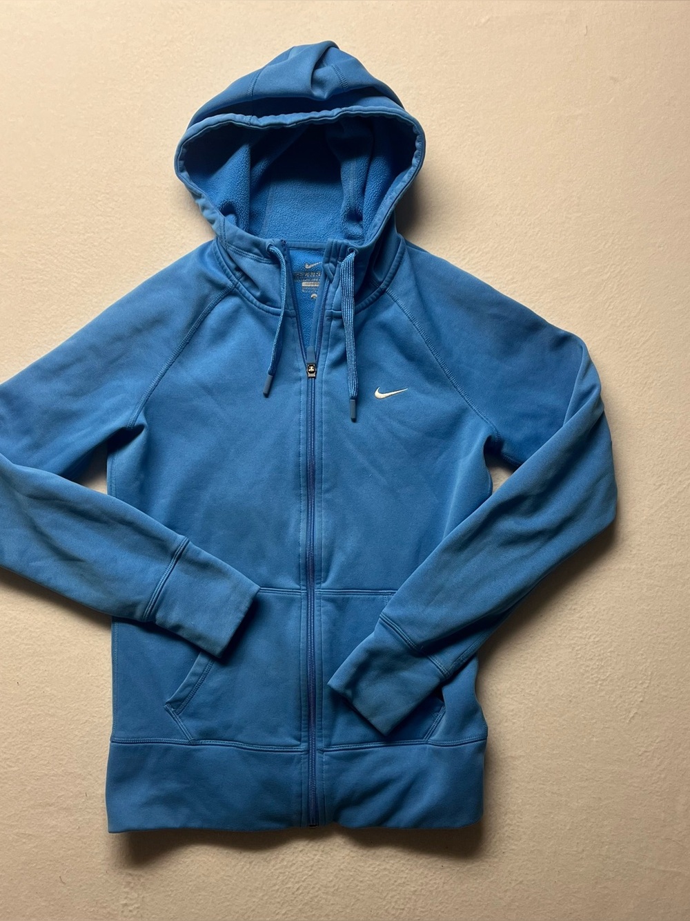 Nike Womens Blue Long Sleeve Therma-Fit Pockets Full-Zip Hoodie Size Small